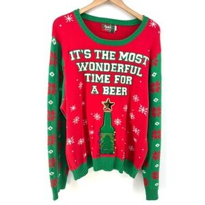 Spencers Workshop Ugly Christmas Sweater XXL Light Up Wonderful Time for Beer